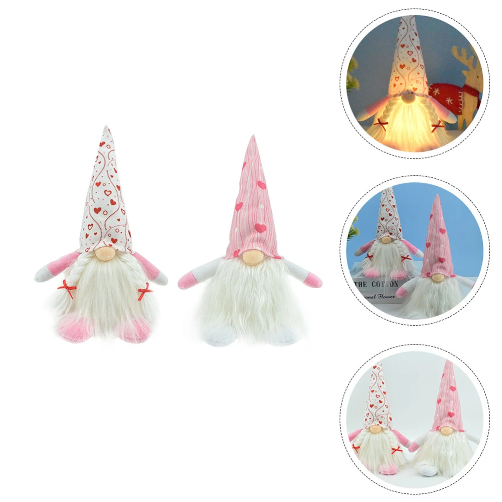 2pcs Valentine Gnome Doll Ornaments Party Luminous Doll Adorns Girlfriend Gifts