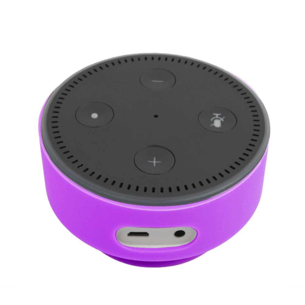 Silicone Case Protable Protective Case Cover Skin with Suction Cup Base for Echo Dot 2 (Purple)