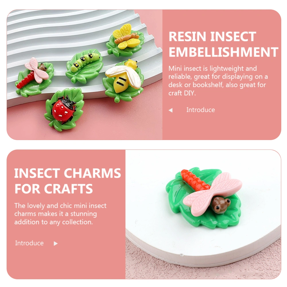 5Pcs Mini Resin Insect Charms Tiny Resin Insect Animals Phone Flatback Charms for Scrapbooking