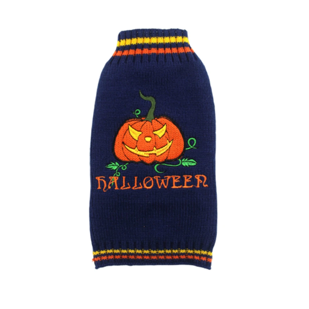 Halloween Pumpkin Design Knitting Sweaters for Pet Dog Wearing Decoration Size M