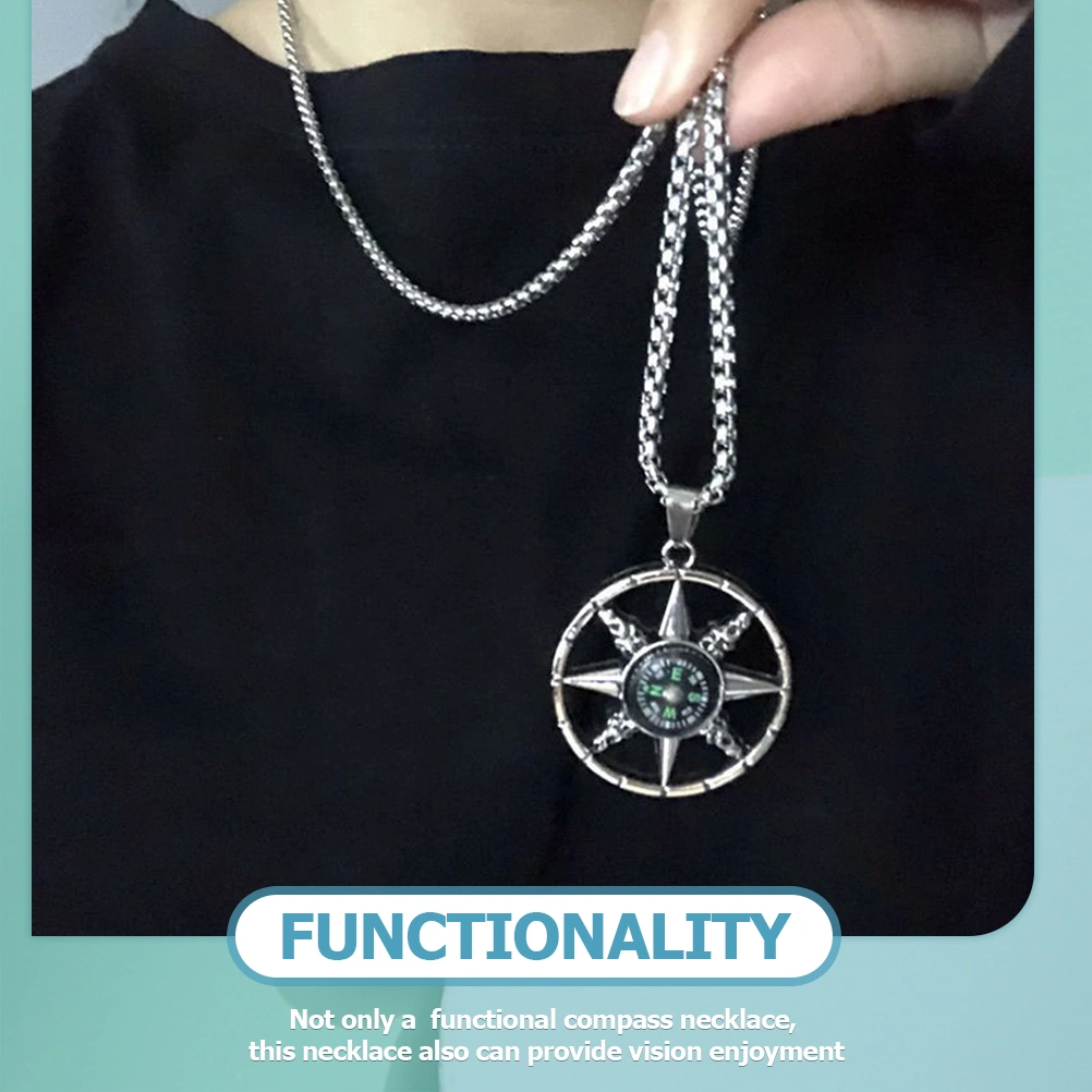 Compass Necklace Men Women Functional Survival Necklace Personalized Pendant