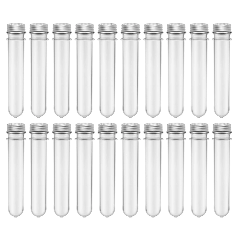 20pcs 40ml Clear Plastic Test Tubes PET Cylindrical Containers with Screw Caps for Science Experiments Snacks