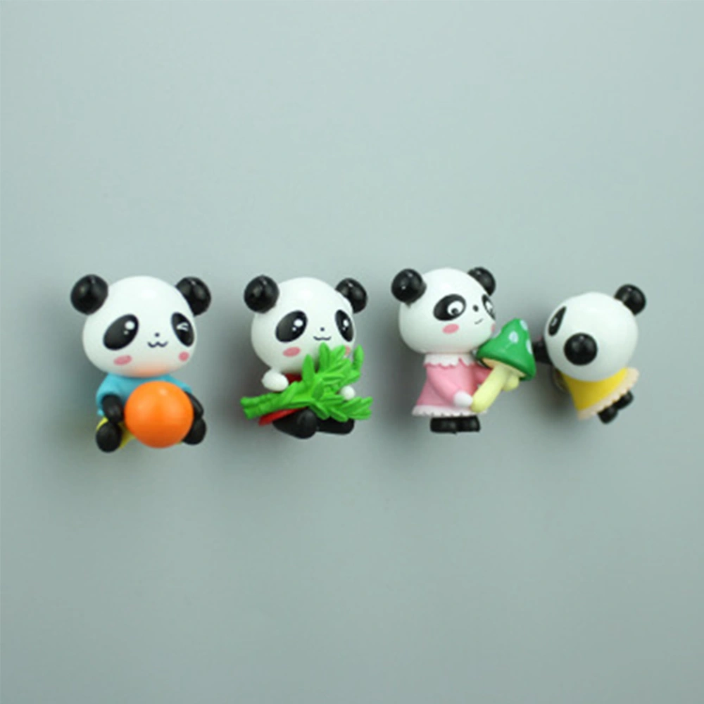 4 Pcs Creative Fridge Door Sticker Removable Cartoon Magnetic Refrigerator Sticker Wall Sticker for Kitchen Dinning Hall(Fruit and Panda)