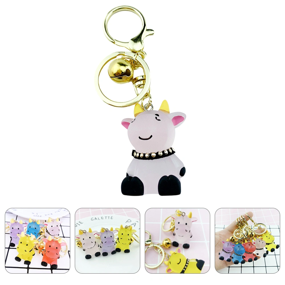 1pc Lovely Cartoon Resin Ox Key Chain Bag Ornament Key Decoration for Friends