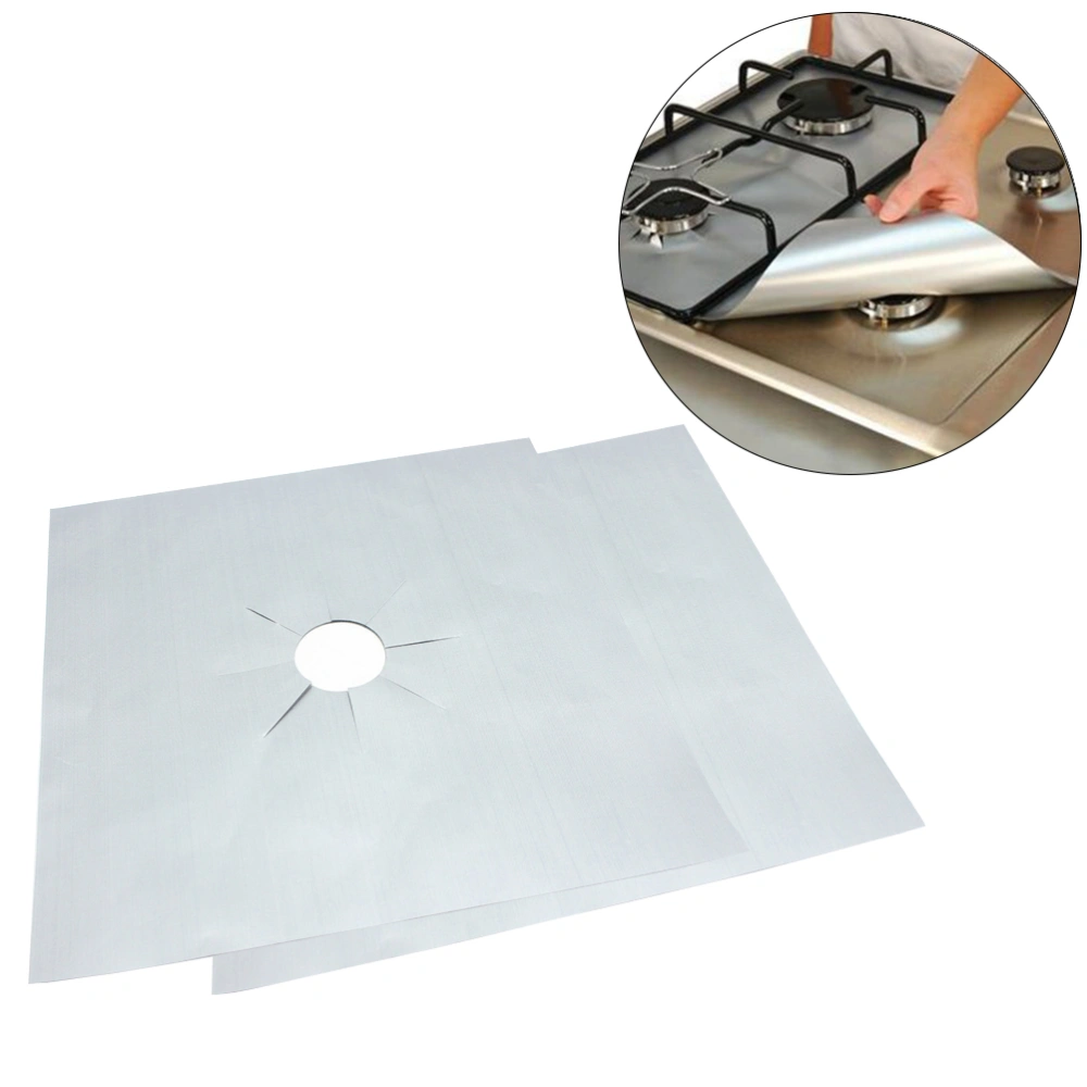 2pcs Universal Heavy Duty Oven Liners Gas Hob Protector Sheets (Silver)