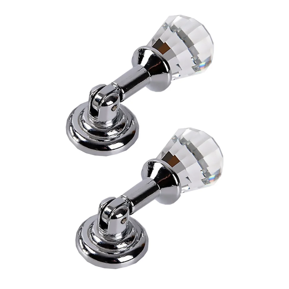 2Pcs Pendant Crystal Drawer Solid Single Hole White Closet Door Handle European Style Antique Bathroom Cabinet Handle(Silver White)