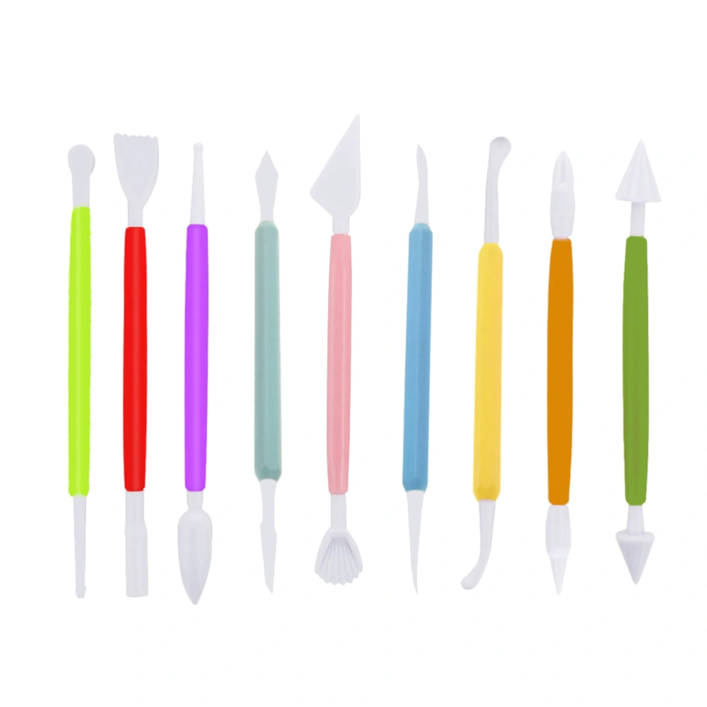 9pcs DIY Cake Carving Pens Set Plastic Double-ended Fondant Carving Cake Decorating Tools Bakeware