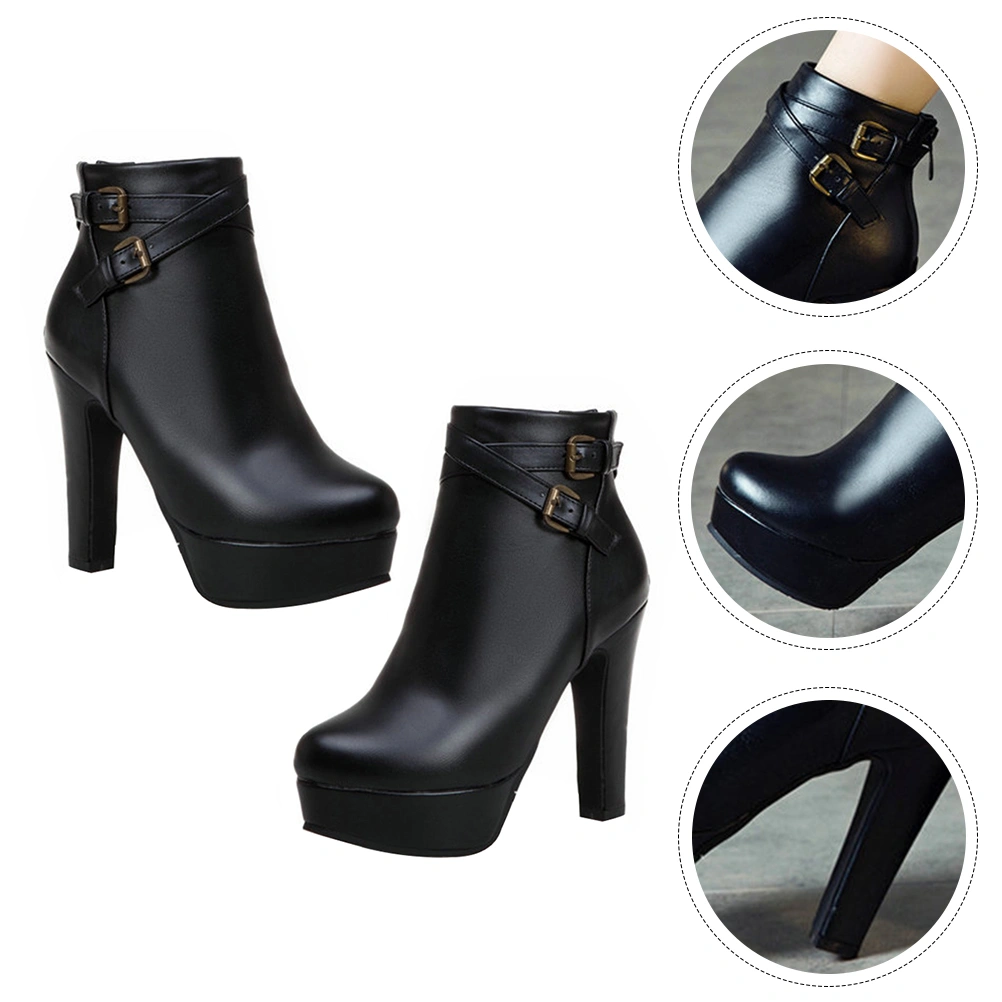 1 Pair Woman Winter Autumn Boots Fashion High Heels Ankle Thick Heel Boots