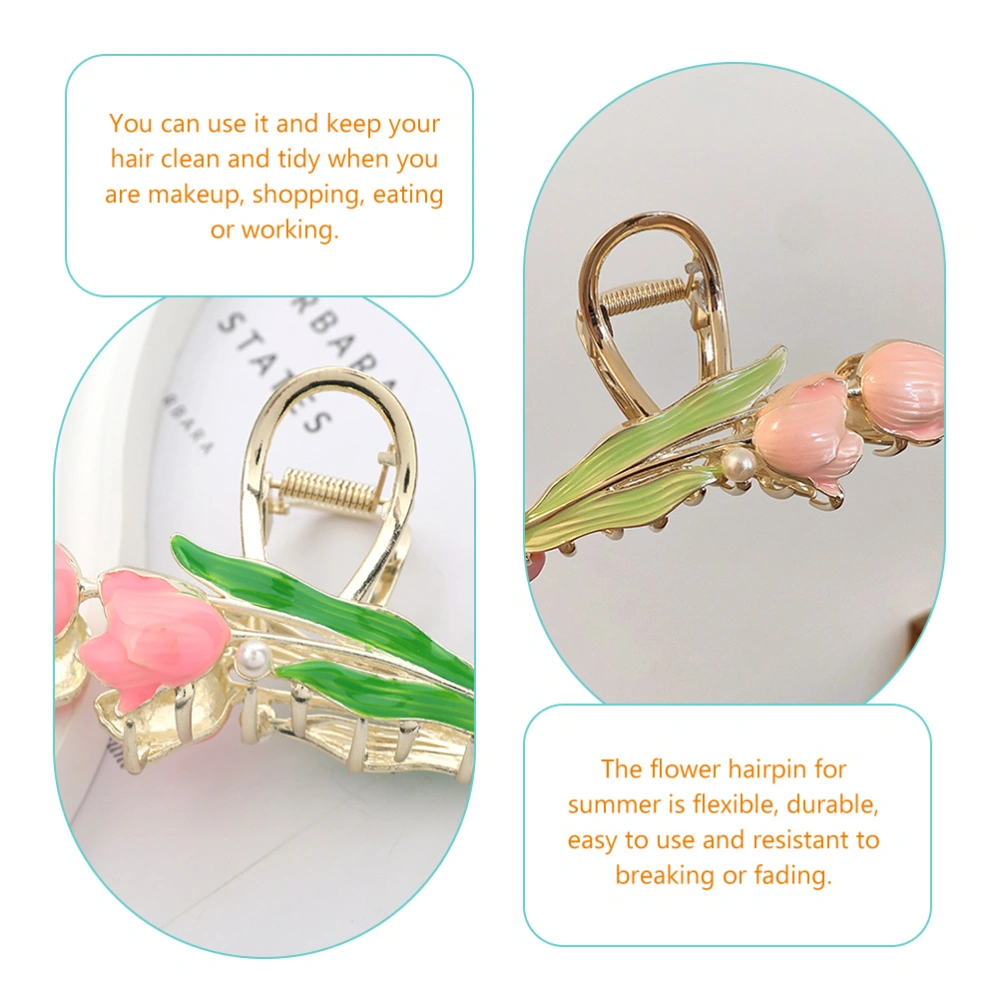 Metal Hair Clips Pearl Tulip Hair Grab Clip Hairpin Women Claw Clip Decorative Accessories