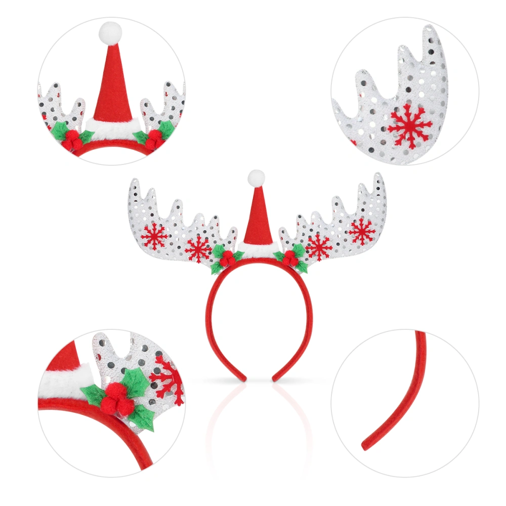 Frcolor 4pcs Reindeer Antlers Headband with Bell Antlers Headwear for Kids Adult Cosplay Christmas Party