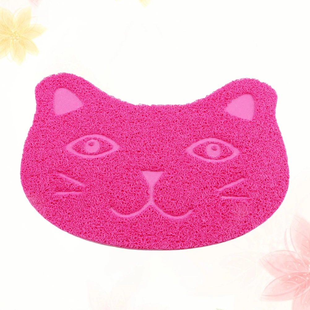 PVC Cat Litter Mat Cat Shaped Non-slip Waterproof Pet Cat Litter Box Litter Catcher (30x40cm Rosy）