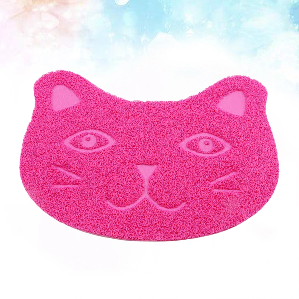 PVC Cat Litter Mat Cat Shaped Non-slip Waterproof Pet Cat Litter Box Litter Catcher (30x40cm Rosy）