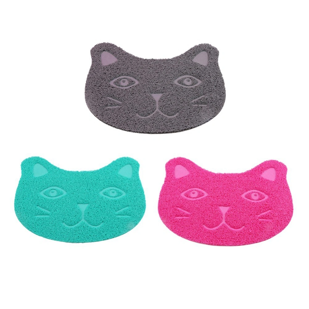 PVC Cat Litter Mat Cat Shaped Non-slip Waterproof Pet Cat Litter Box Litter Catcher (30x40cm Rosy）
