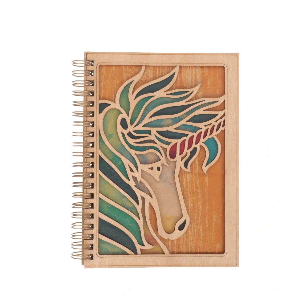 Coil Notepad Decorative Wooden Carved Cover Notepad Coil Notebook Gift