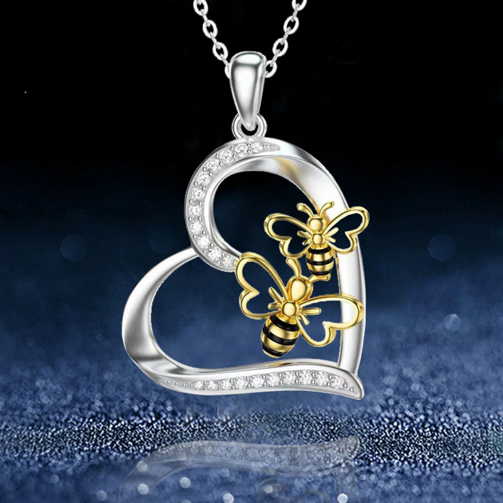 Heart Shaped Necklace Women Pendant Necklace Dainty Neck Chain Bee Necklace Neck Jewelry