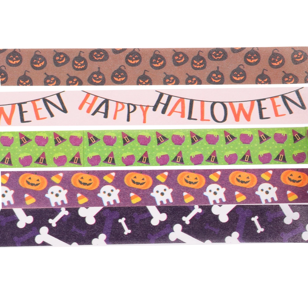 5 Rolls Halloween Elements DIY Crafts Tape Gift Pack Ribbon Scrapbook Decor Tape