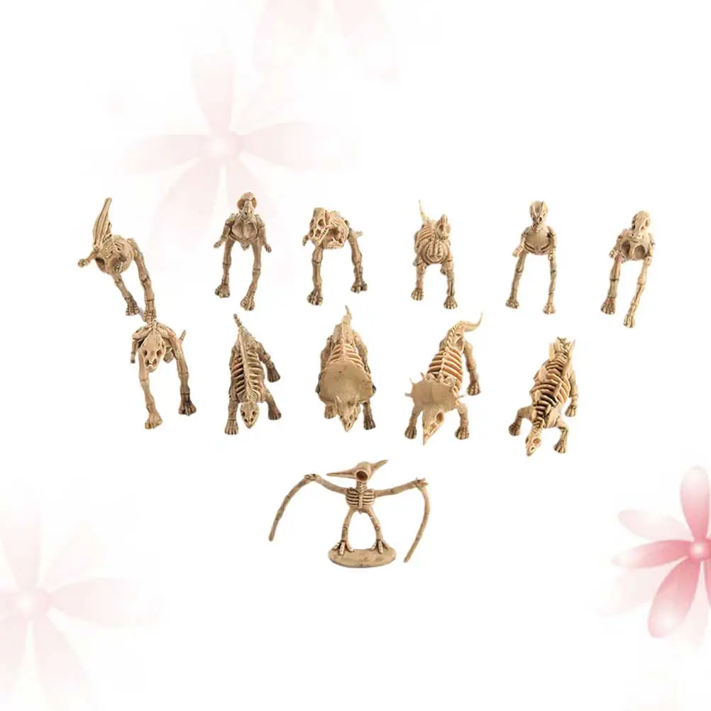 12PCS Mini Dinosaur Model Decor Jurassic Dinosaur Model Adornments Lifelike Dinosaur Model Ornament Simulated Dinosaur Skeleton Model Decorations for Home Office Bar
