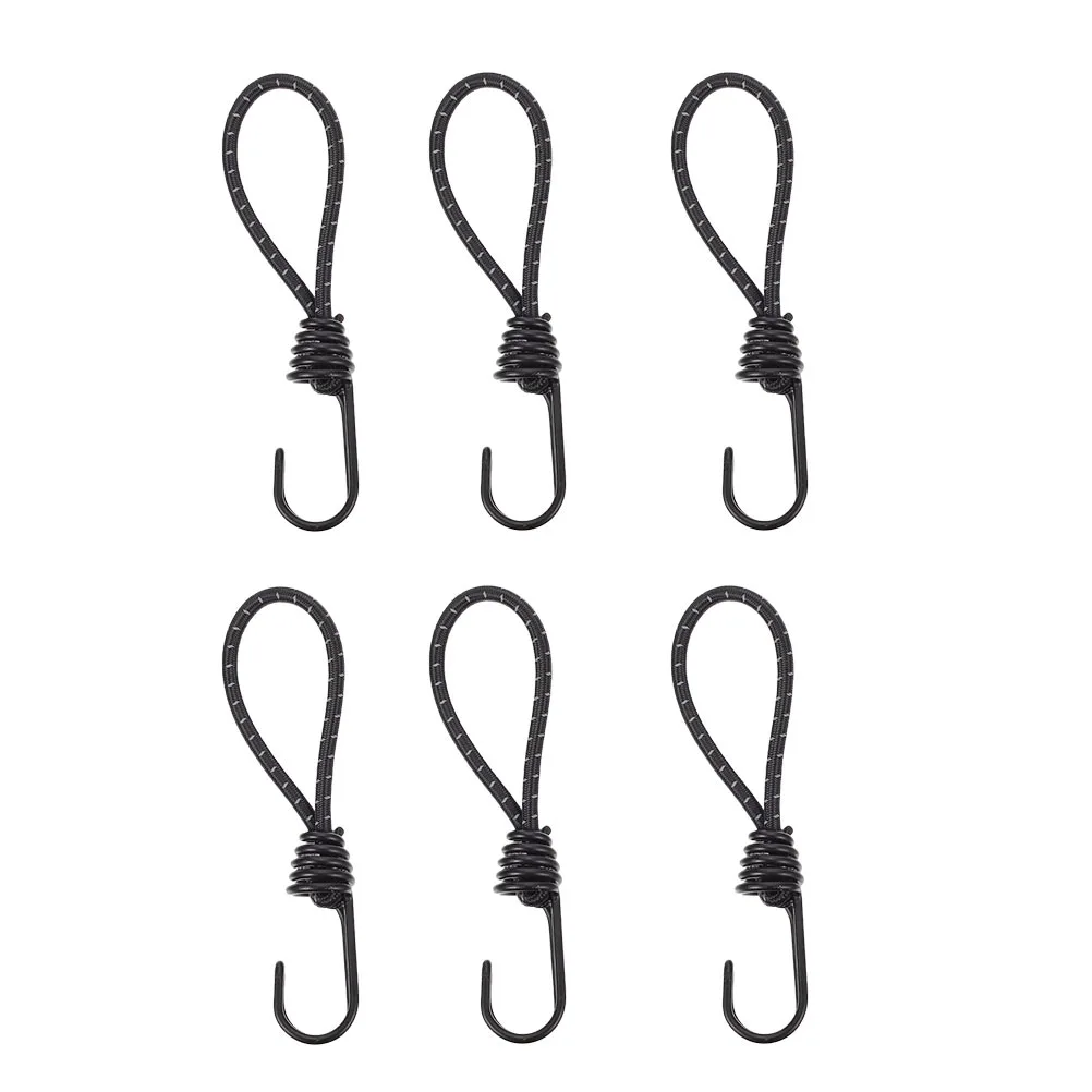 6Pcs Camping Tent Elastic Rope Buckles Outdoor Tent Bungee Rope with Hook