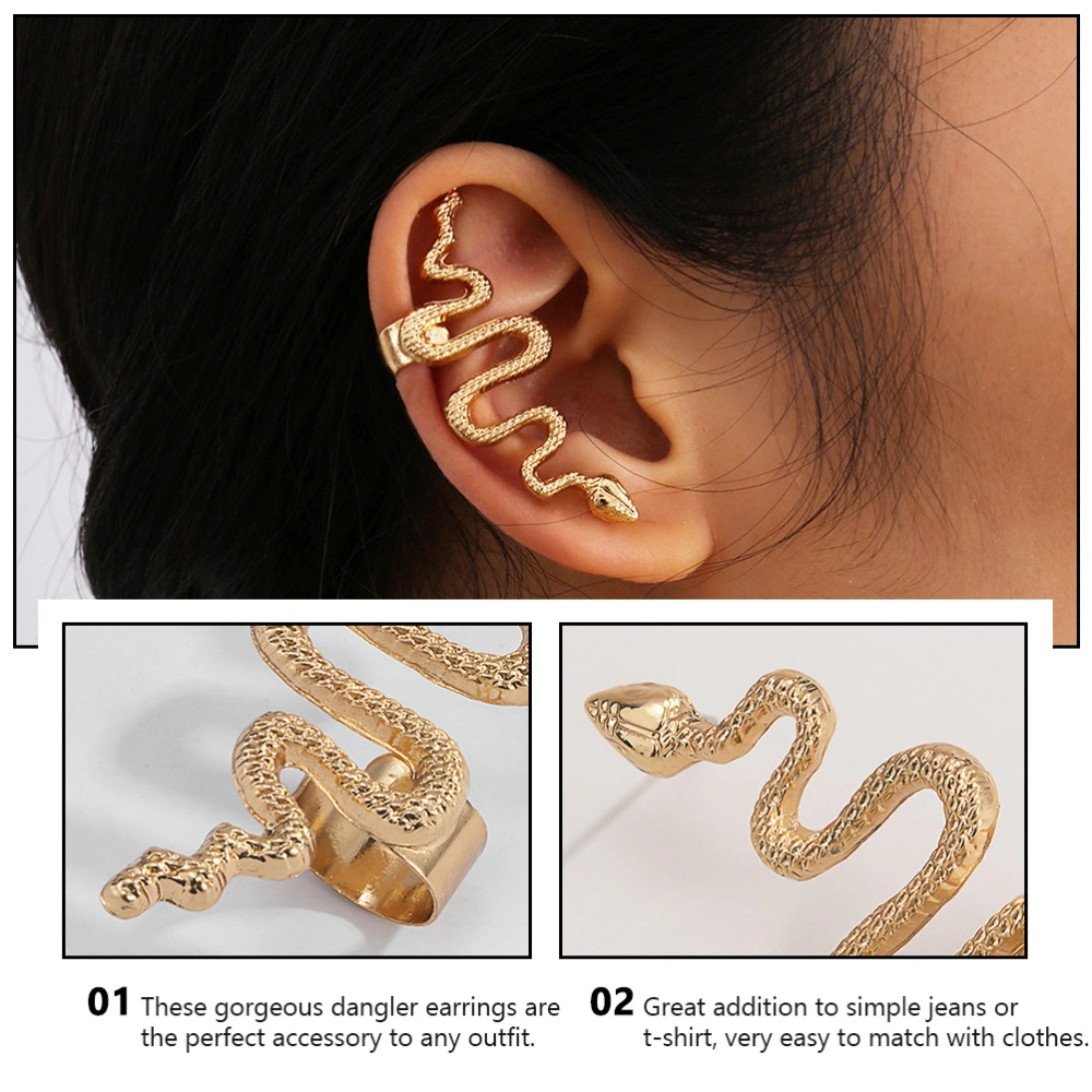 2pcs Chic Snake Shaped Earring Woman Creative Ear-stud Alloy Ear Jewelry