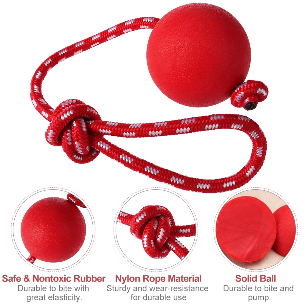 UEETEK Pet Solid Rubber Ball with Rope Dog Ball Launcher Thrower for Pets Training Exercising - Size L