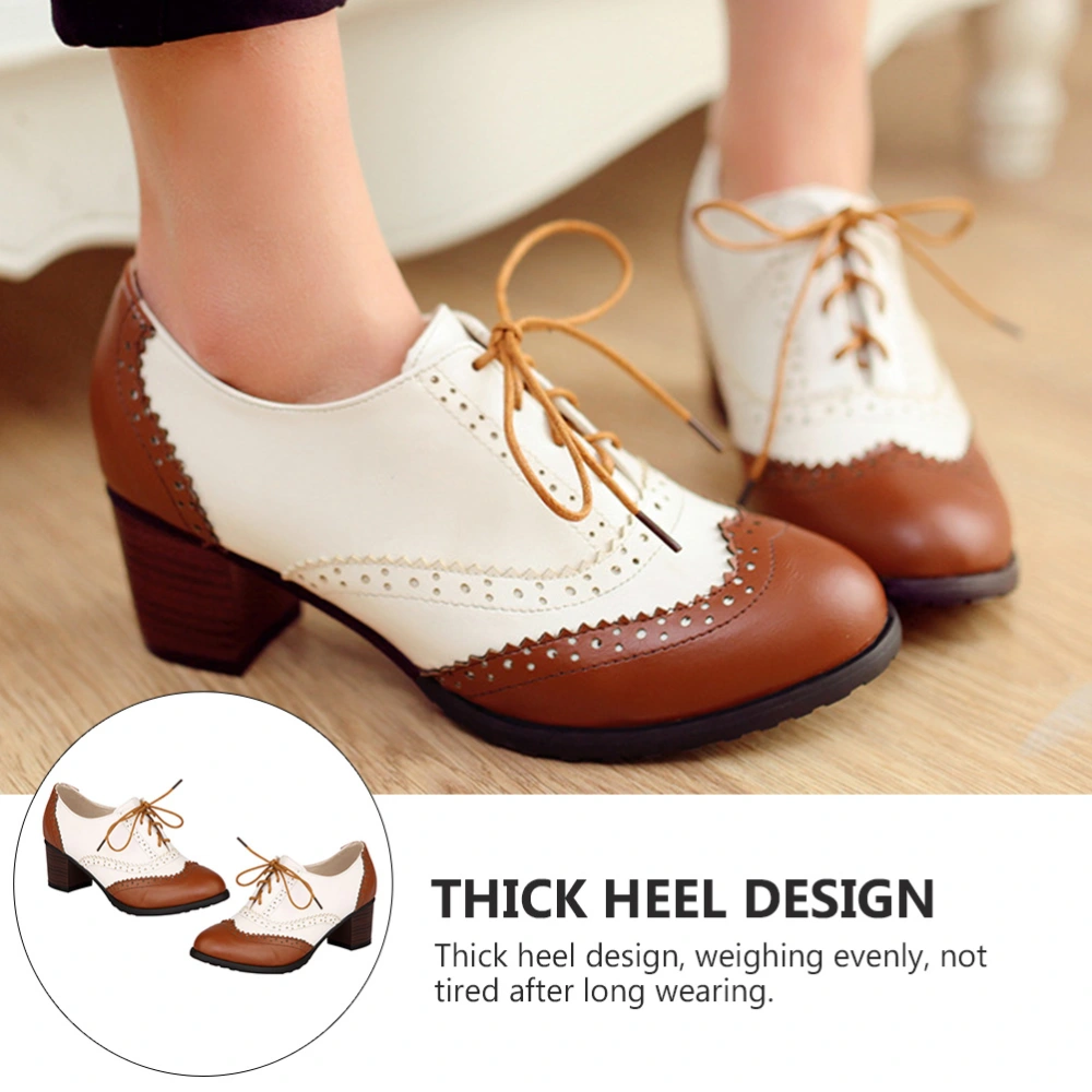 1 Pair of Lady Shoes Stylish Shoes High Heel Shoes Lacing Footwear for Women