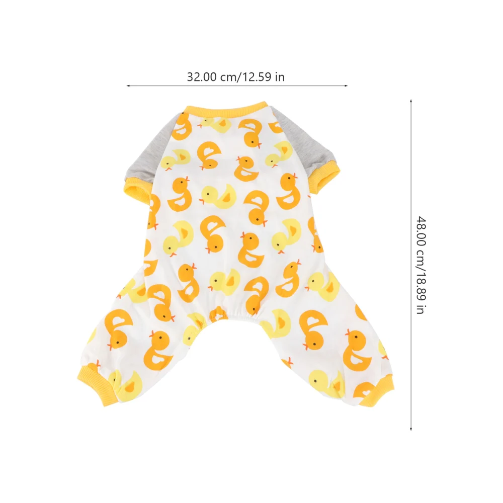 Yellow Ducks Pattern Dog Pajamas Pet Sleepwear Dog Home Dress Dog Clothes Pet Supplies for Dog Pet Animal Size L Yellow