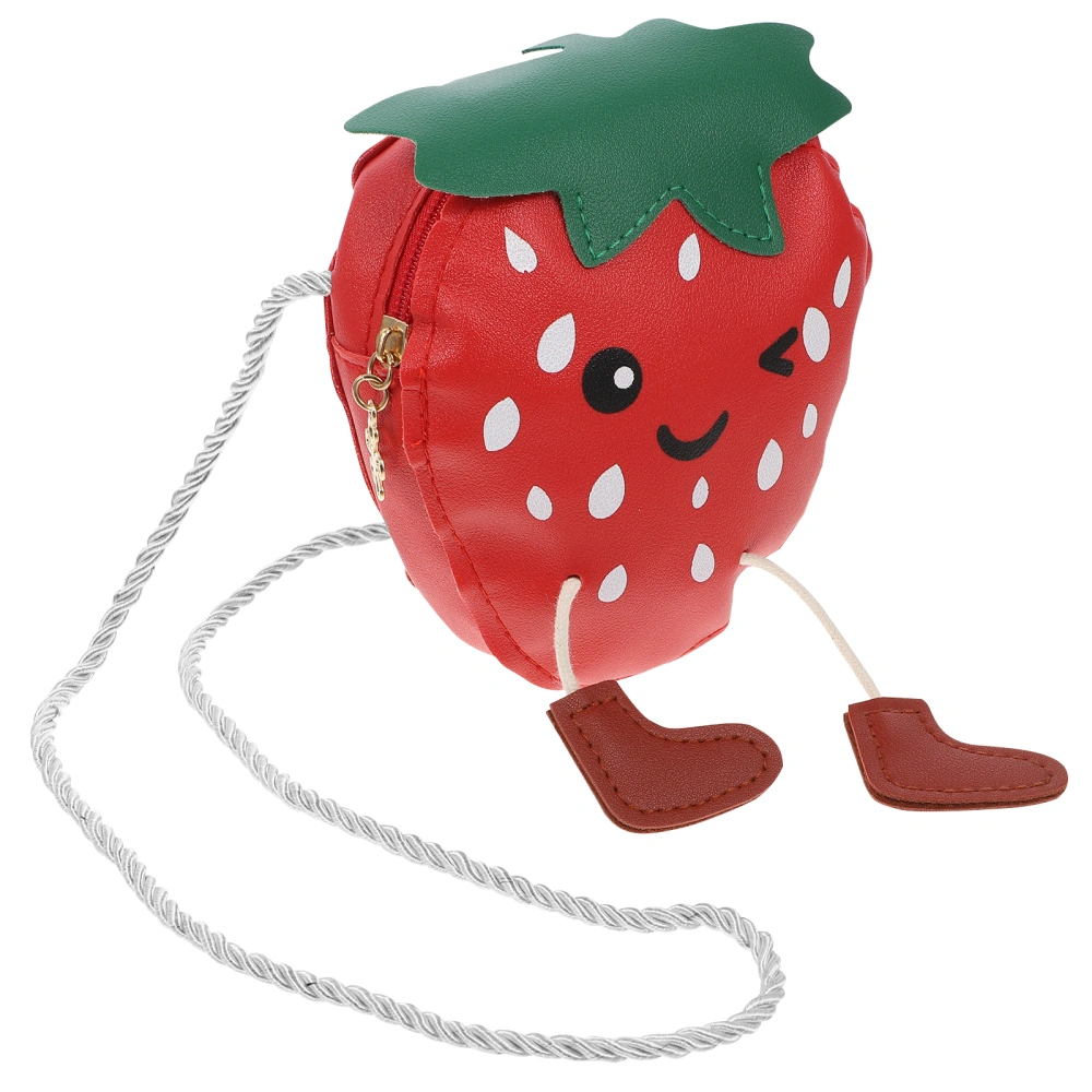 Adorable Crossbody Bag Fashion Strawberry Shoulder Bag Plush Storage Bag for Kids Girls (Strawberry)