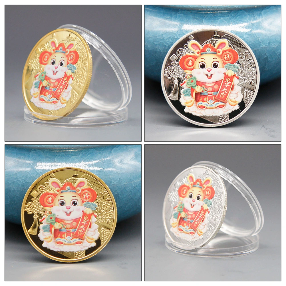 6pcs Year of the Rabbit Coins Decorative 2023 Rabbit Coins Commemorative Coin Gifts Home Decors