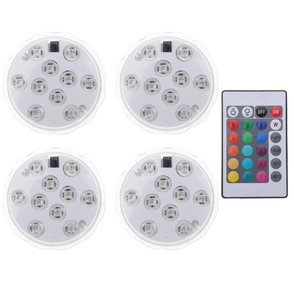 4pcs Submersible Light Colorful Light Pool Lights Waterproof Underwater Light