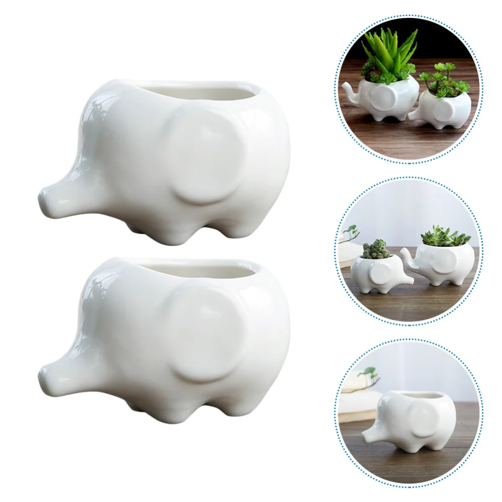 2pcs Calf Elephant Shape Succulent Flower Pots Succulent Planter Pots Home Supplies