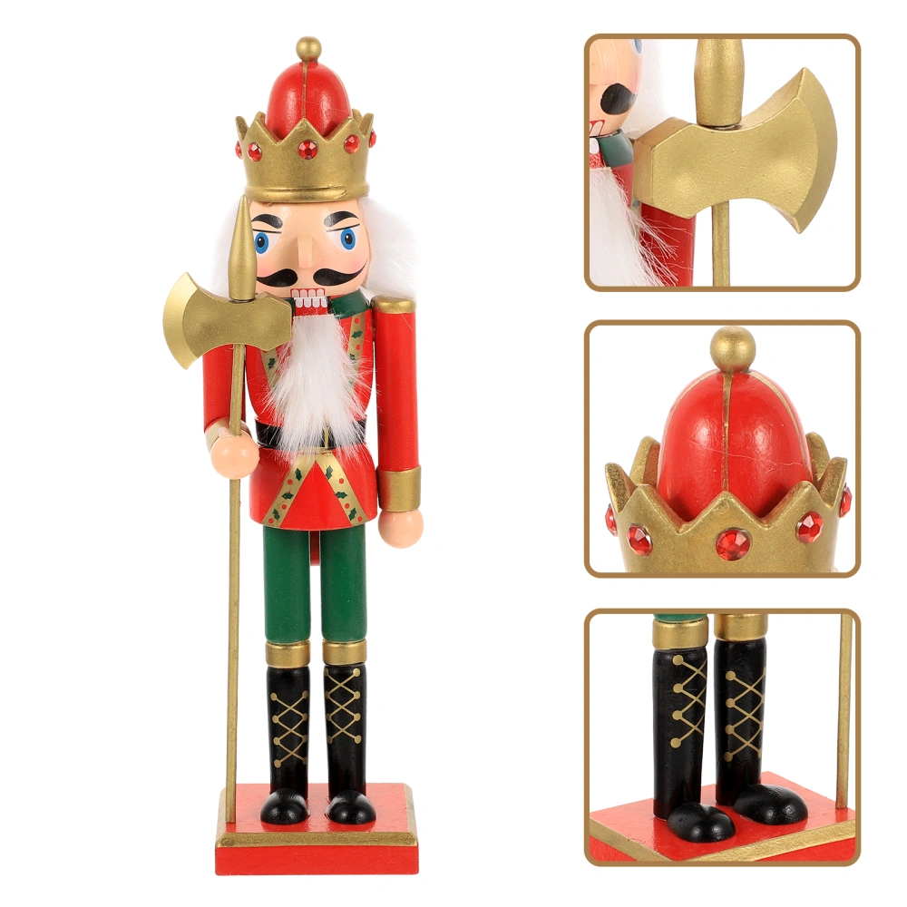 Christmas Wooden Cartoon Soldier Nutcracker Adorn Desktop Creative Wood Puppet Ornament