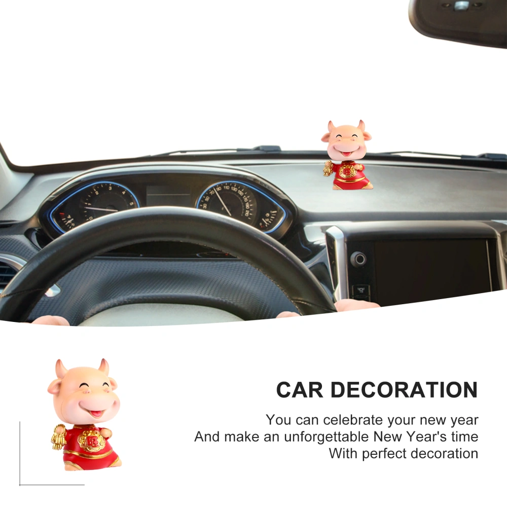 1pc Exquisite New Year Cattle Shape Car Ornament Fashion Resin Auto Decoration