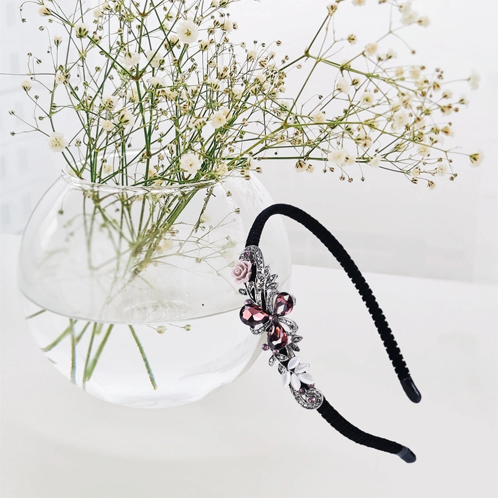 Rhinestone Headband Flower Hair Band Women Hair Hoops Hair Accessories