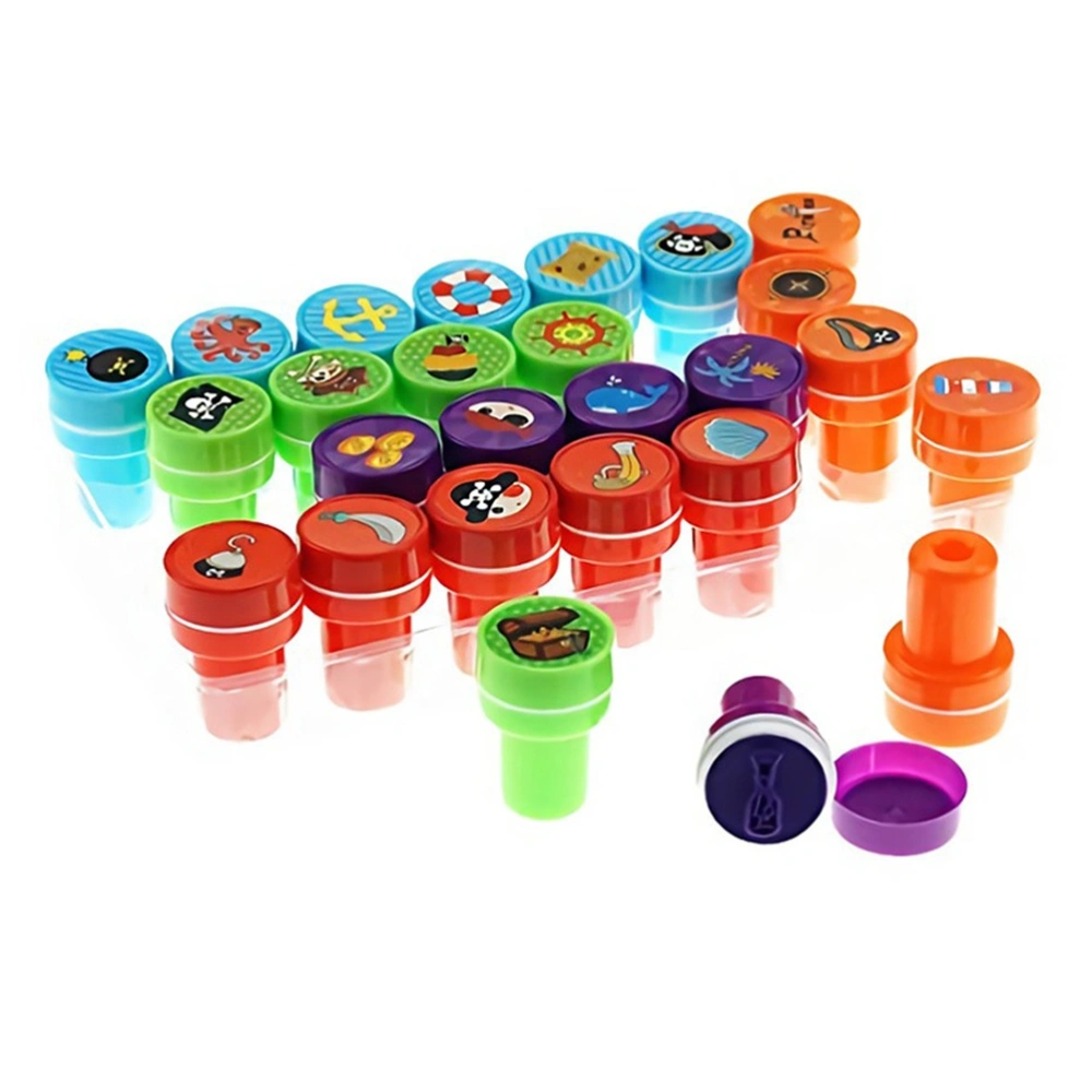 26 Pcs Pirate Pattern Seal Stamper Set Cartoon Pattern Plastic Toys for Kid Arts Crafts Paper Drawing Play Party Favor Gifts(Pirate Pattern)