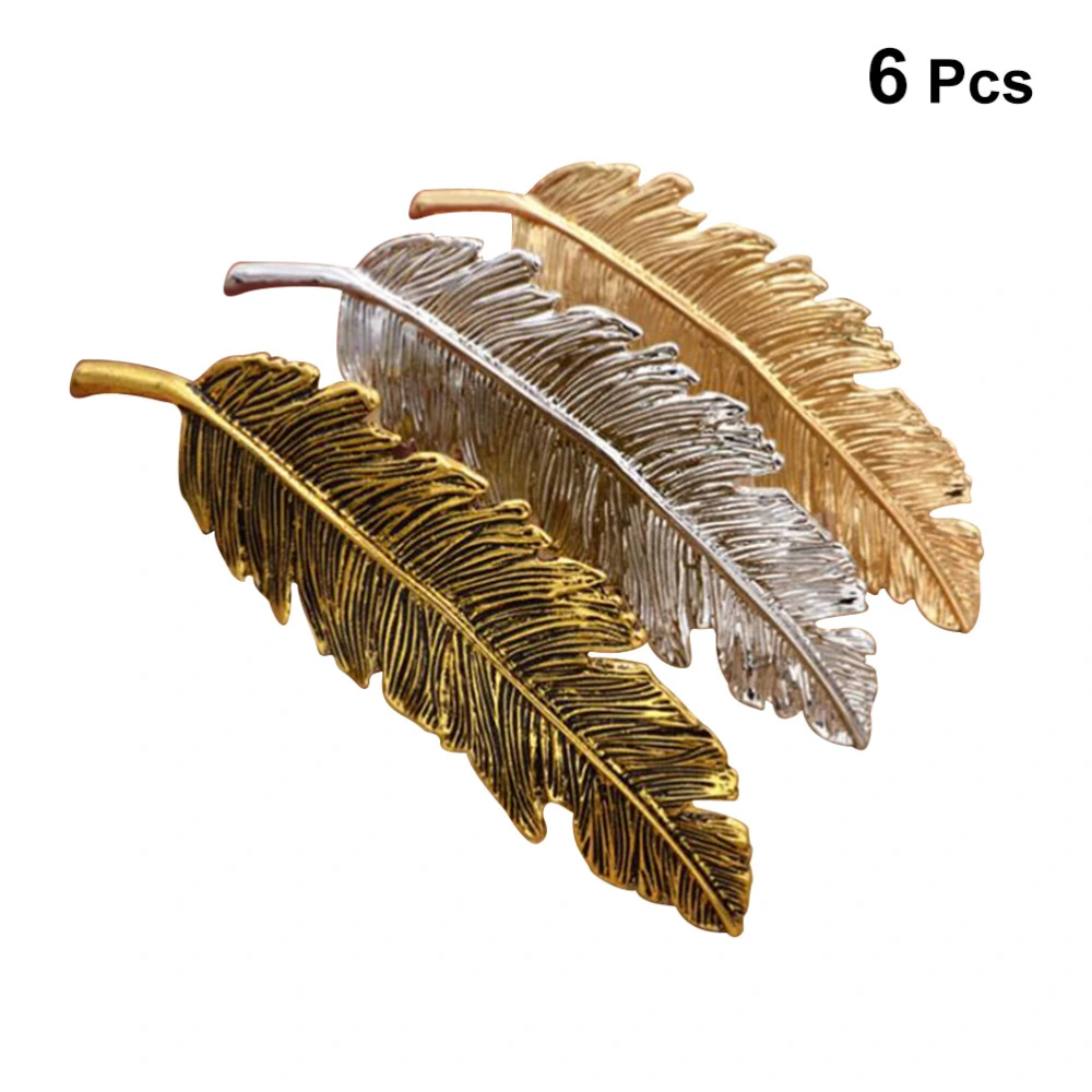 6Pcs Vintage Side Clip Leaf Design Women Girl Hair Clip Pin Claw Barrettes Accessories