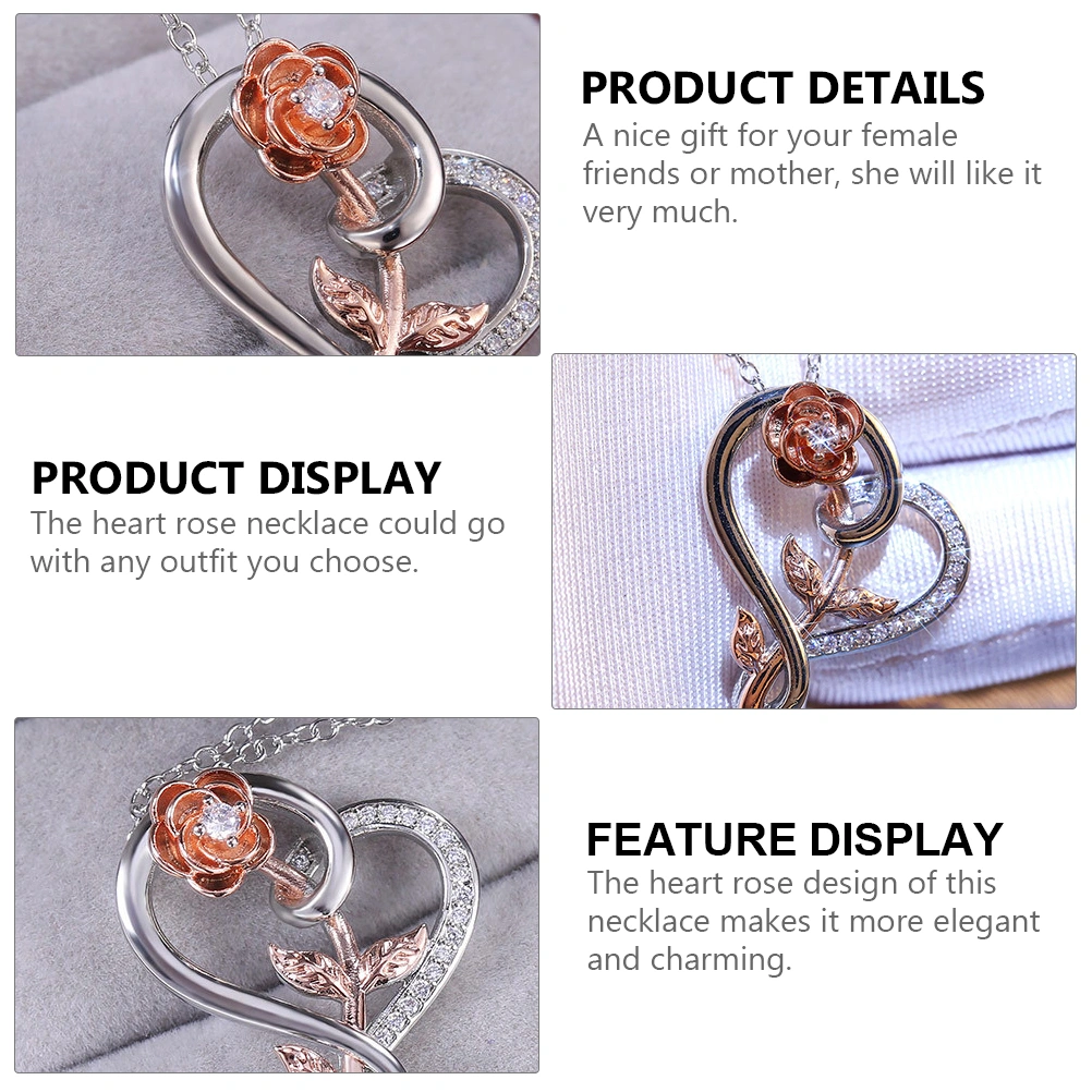 1pc Stylish Necklaces Heart Rose Necklaces Festival Gift Jewelry Gifts