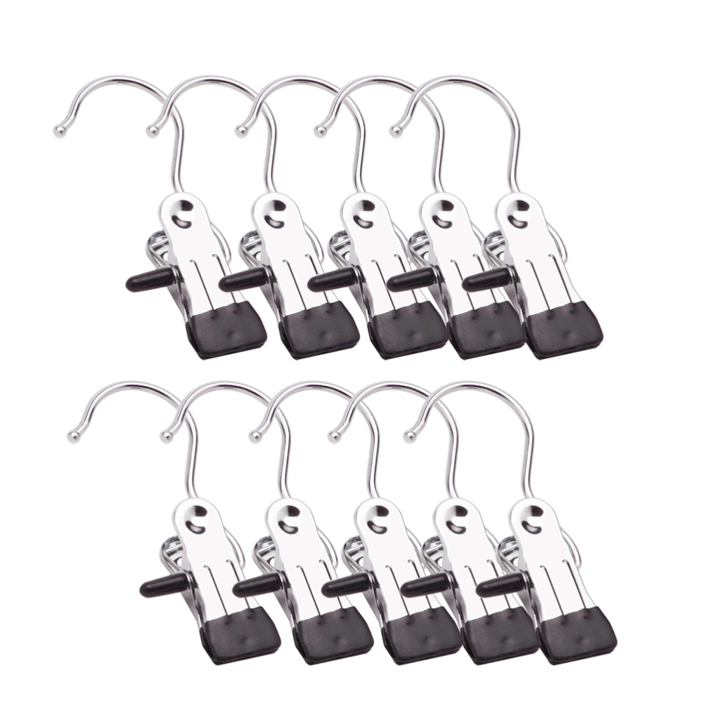 10pcs Iron Clips Folder Multi-function Clothes Towel Socks Pants Metal Hanger Clips Home Storage Clip Rack