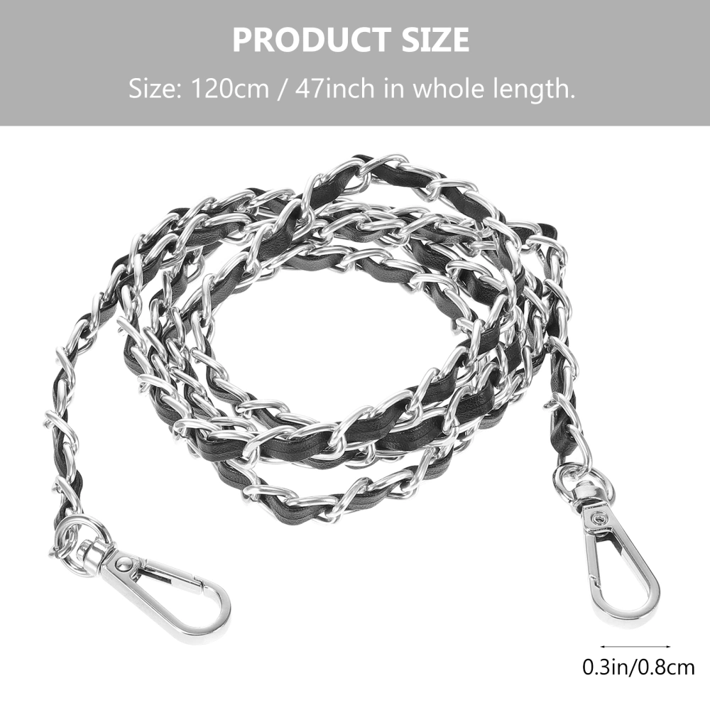 120cm Handbag Metal Chains Purse Chain with Buckles Shoulder Bags Straps Handbag Handles Bag Accessories (Gun Black)