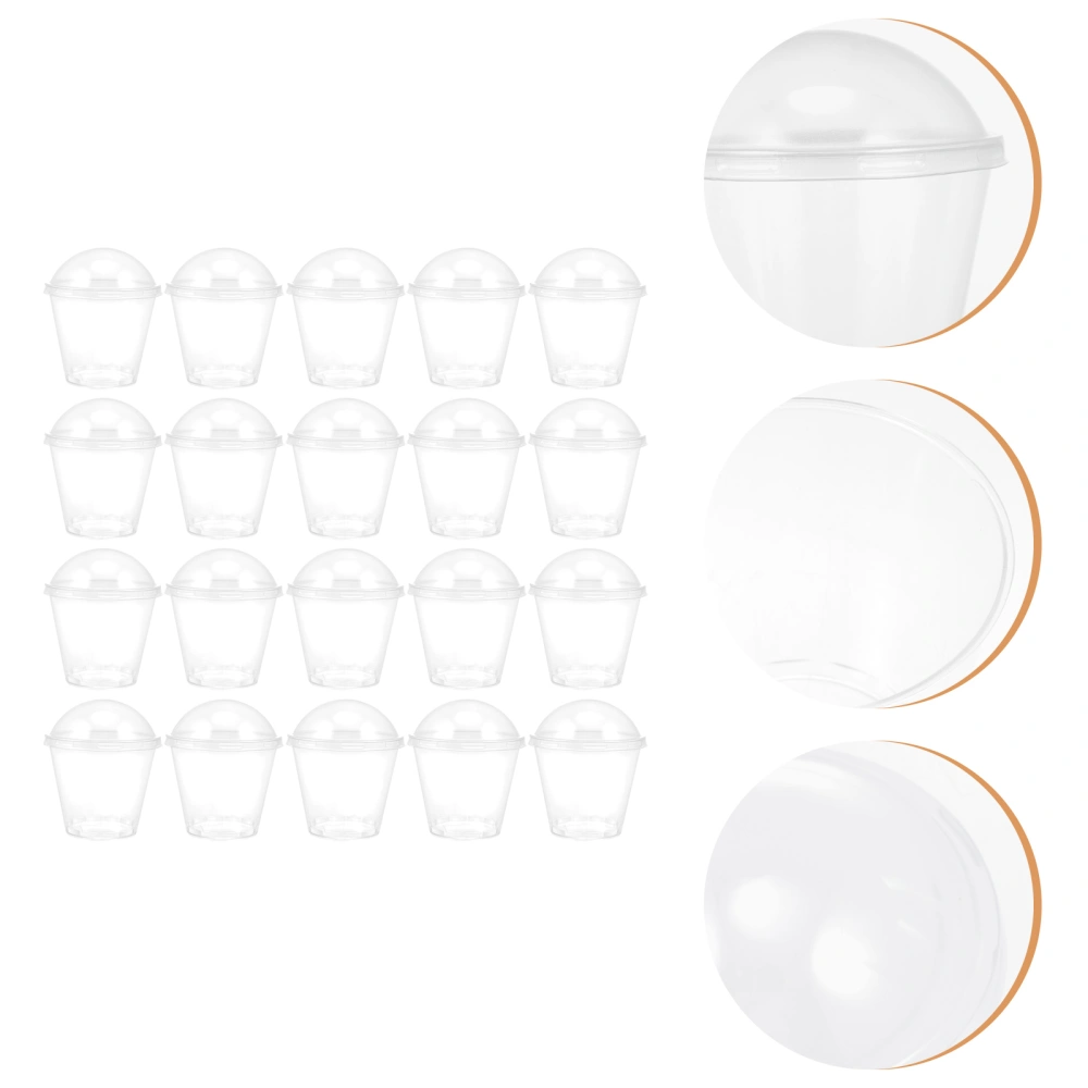 20 Sets of Disposable Salad Dessert Yogurt Cups with Lids for Party (Transparent)