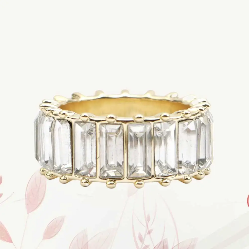 Female Rings Elegant Finger Rings Crystal Rings Finger Decoration Jewelry Rings White 7