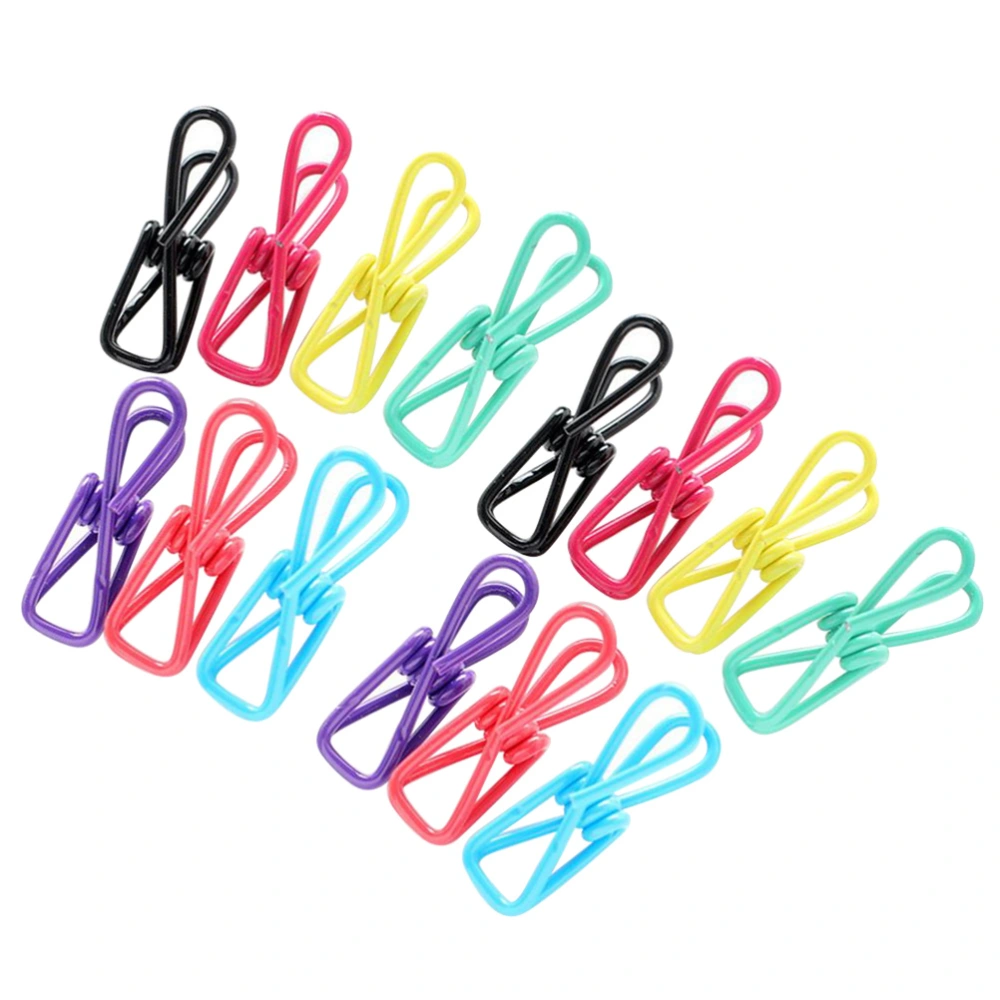 40Pcs Household Metal Clothes-pin Multi-purpose Quilt Clip Fixed Windproof Clothes Clip Colorful Clothespin (Random Color）