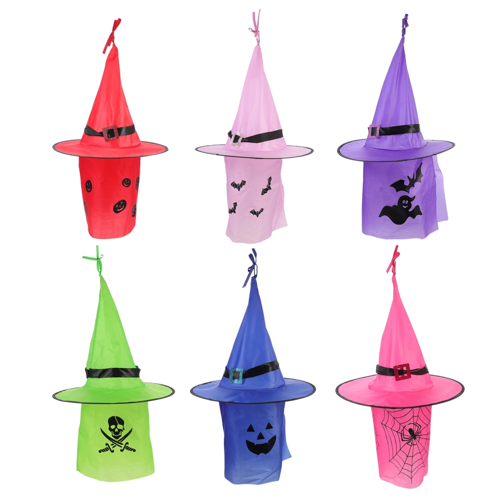 6pcs Halloween Hanging Hats Luminous Witch Hat Party Pendants (Random Color)