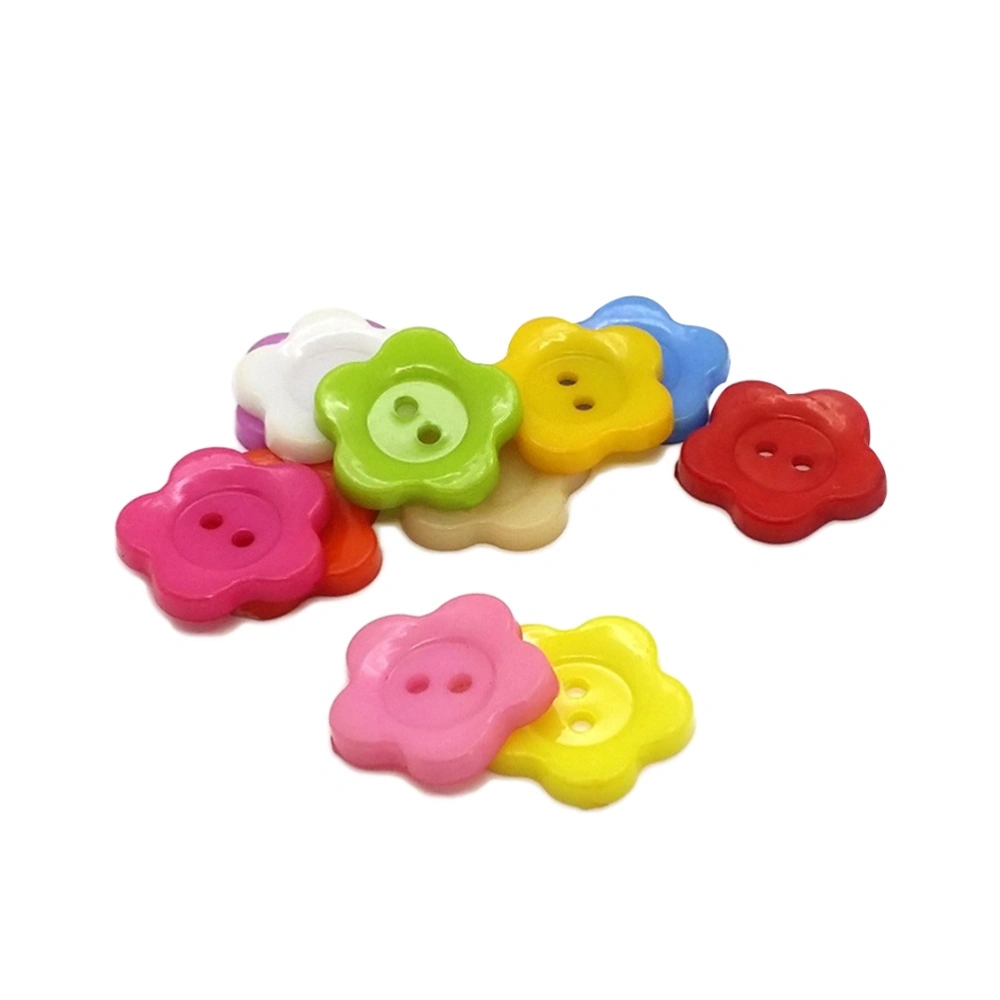 100pcs Plum Blossom Flower Buttons Garment Plastic Fastener for DIY Decoration(Mixed Colors)