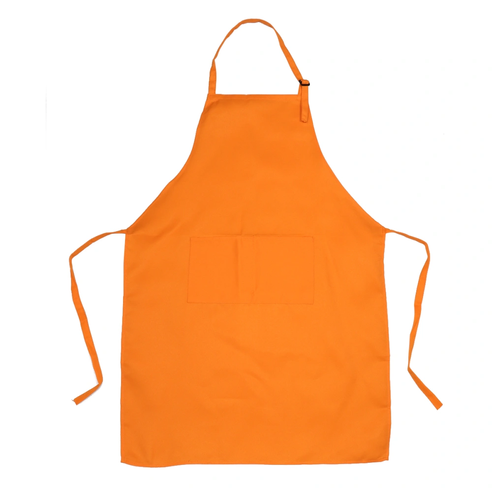 2 Pockets Adjustable Neck Strap Bib Apron Restaurant and Home Kitchen Apron 60x85cm (Orange)