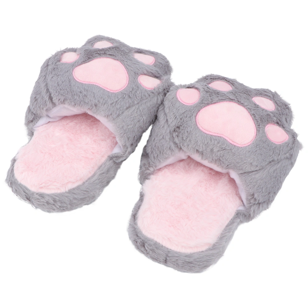 Pair Of Kids Men Women Claw Warm Cozy Plush Slippers Non-slip Home Indoor Winter Shoes House Slippers For Couples Size 38-39 (Light Grey)