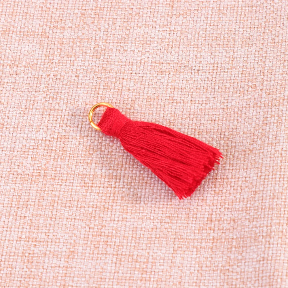 30 Pcs 3CM Tassel Pendants with Ring DIY Accessory Cotton Ropes Chinese Style Jewelry Making Accessories for Book Marker Clothes - #3 (Red)