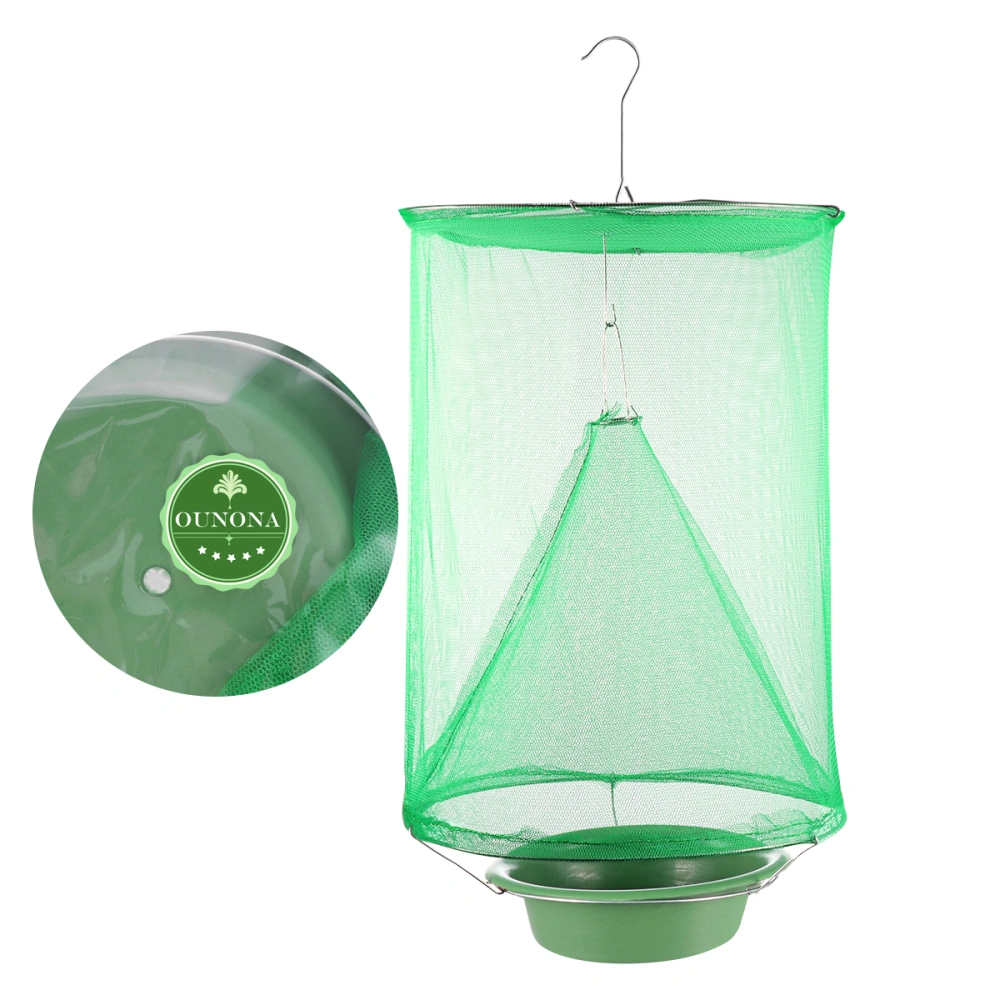 OUNONA Reusable Hanging Fly Catcher Flies Killer Flytrap Cage Net Trap Pest Control Tool for Garden Home Yard Supplies