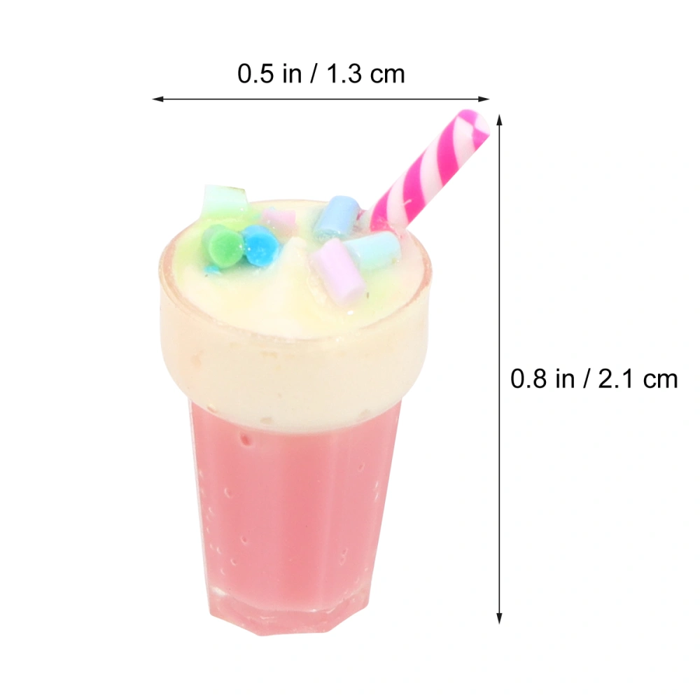 3pcs Mini House Accessories Mini Strawberry Milkshake Toy Realistic Strawberry Milkshake Resin Model Miniature (Big Cup)