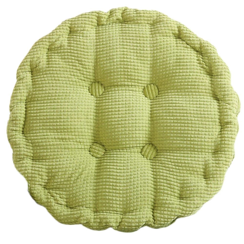 1Pc 45x45cm Round Seat Cushion Hip Seat Mat Corduroy Tatami Cushion Thicken Chair Pad for Home Office Dorm (Light Green)