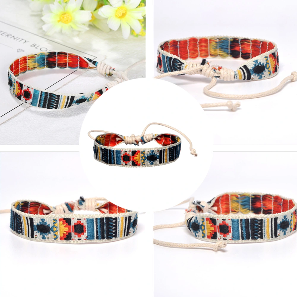 1PC Embroidered Ethnic Style Bracelet Leisure Bracelet for Home Outdoor Colorful